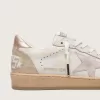 Ball Star con stella in pelle scamosciata rosa, bordi glitterati argento e linguetta sul tallone in oro rosa