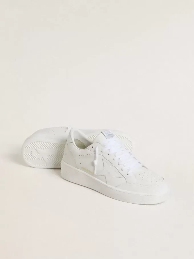 Ball Star da donna con stella e linguetta sul tallone in pelle bianca