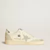 Ball Star da donna con stella in microcristallo Swarovski argento e linguetta del tallone in pelle metallizzata argento