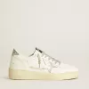 Ball Star da donna con stella in pelle argentata e tallone con glitter argentati