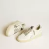 Ball Star da donna con stella in pelle argentata e tallone con glitter argentati