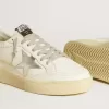Ball Star da donna con stella in pelle argentata e tallone con glitter argentati
