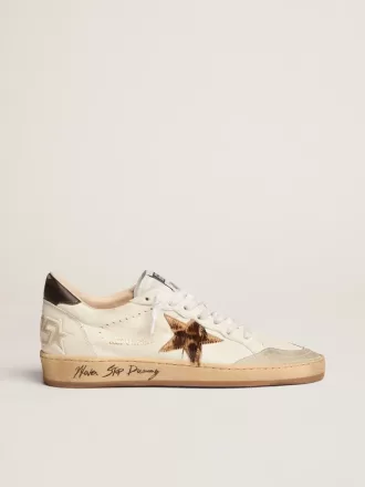 Ball Star da donna con stella in pelle di cavallino con stampa leopardata e linguetta nera sul tallone