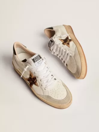 Ball Star da donna con stella in pelle di cavallino con stampa leopardata e linguetta nera sul tallone