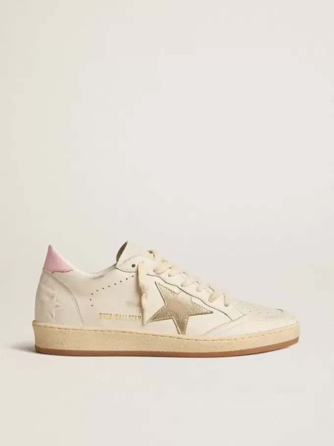 Ball Star da donna con stella in pelle dorata e linguetta sul tallone in pelle rosa