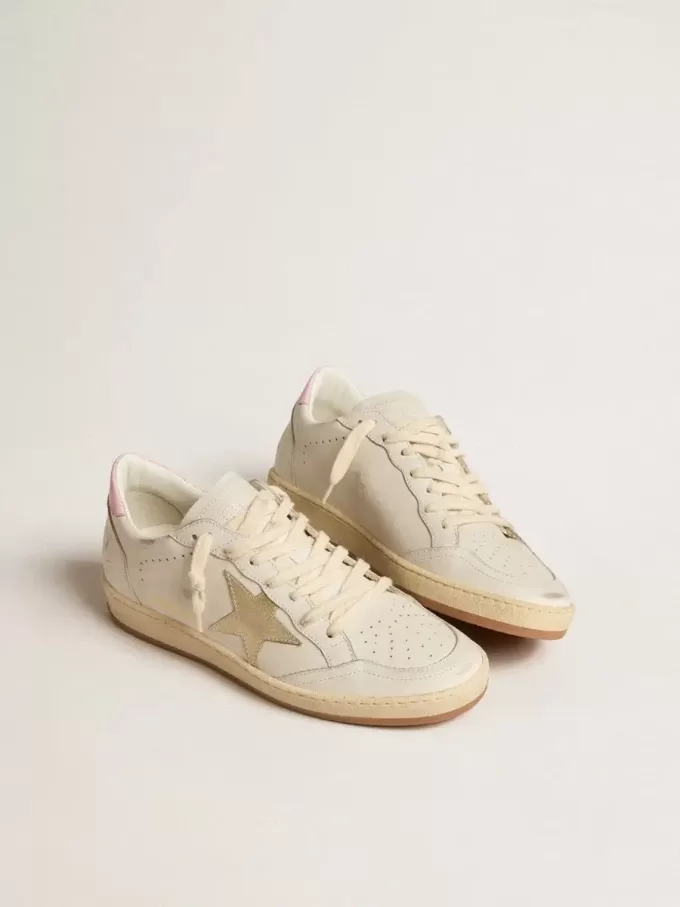 Ball Star da donna con stella in pelle dorata e linguetta sul tallone in pelle rosa