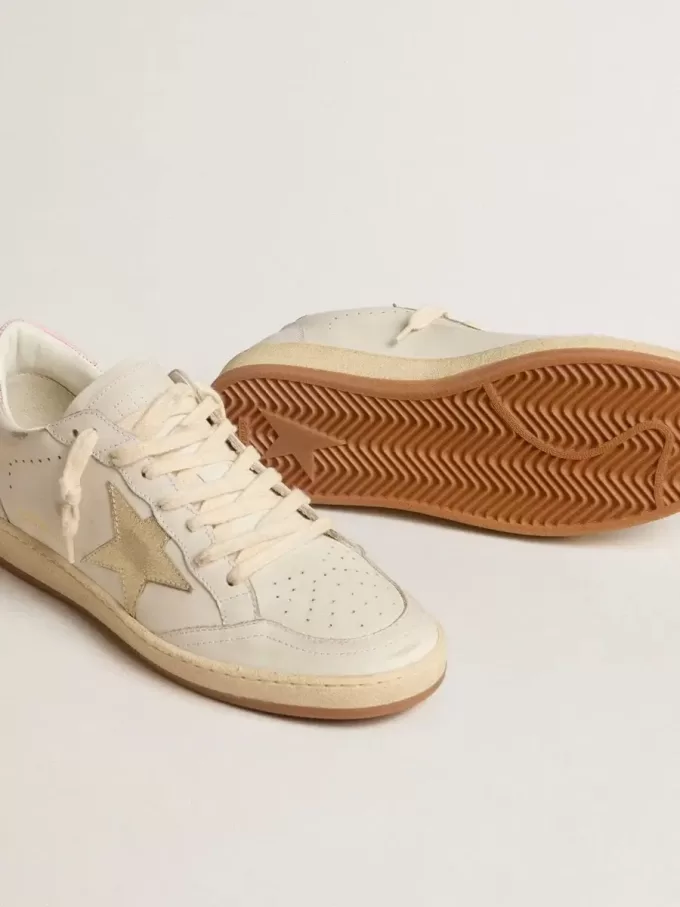 Ball Star da donna con stella in pelle dorata e linguetta sul tallone in pelle rosa