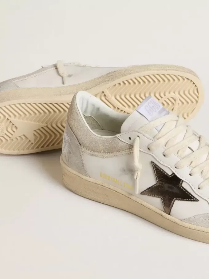 Ball Star da donna con stella in pelle metallizzata e linguetta sul tallone in pelle lucida