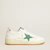 Ball Star da donna con stella in pelle verde e linguetta sul tallone in pelle metallizzata