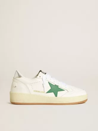 Ball Star da donna con stella in pelle verde e linguetta sul tallone in pelle metallizzata