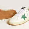 Ball Star da donna con stella in pelle verde e linguetta sul tallone in pelle metallizzata