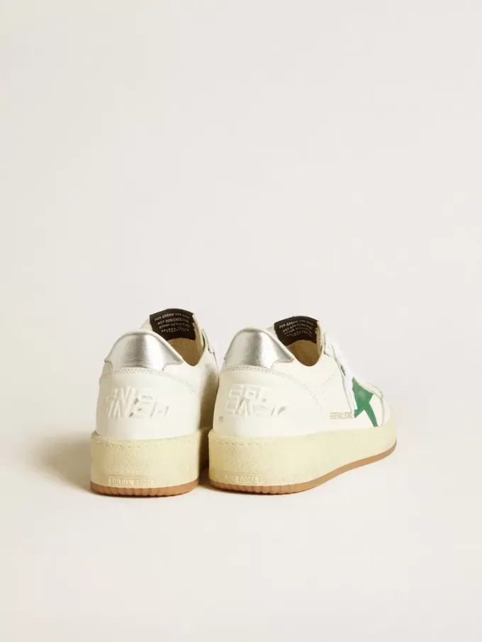 Ball Star da donna con stella in pelle verde e linguetta sul tallone in pelle metallizzata