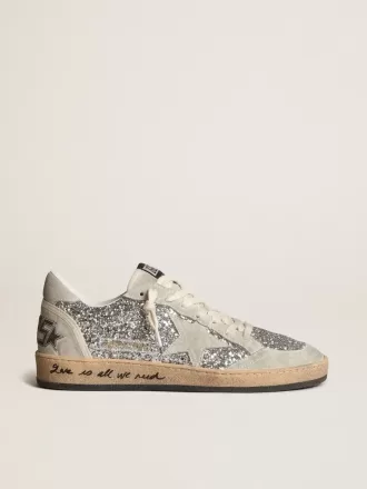 Ball Star da donna in glitter argento con inserti in pelle scamosciata grigio ghiaccio