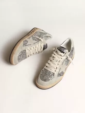 Ball Star da donna in glitter argento con inserti in pelle scamosciata grigio ghiaccio