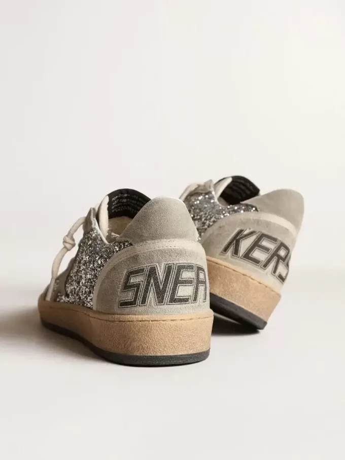 Ball Star da donna in glitter argento con inserti in pelle scamosciata grigio ghiaccio Ball Star da donna in glitter argento con inserti in pelle scamosciata grigio ghiaccio