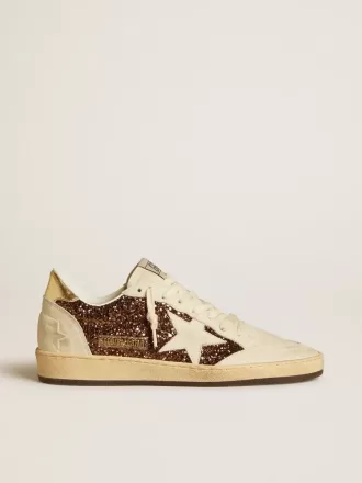 Ball Star da donna in glitter con stella in pelle e linguetta del tallone in pelle metallizzata