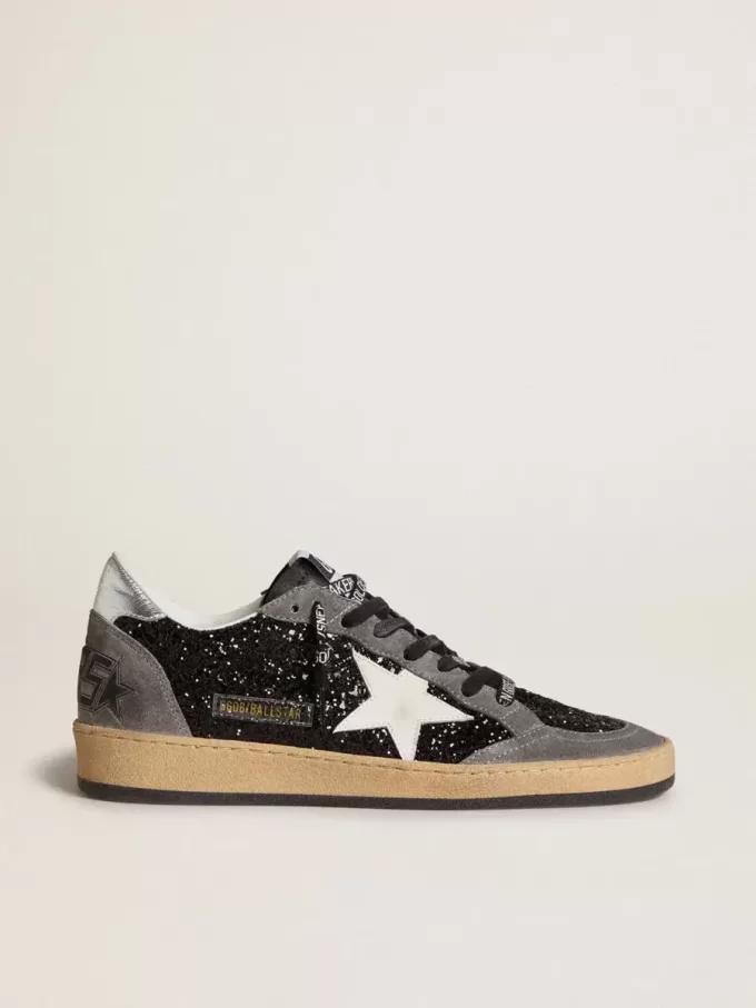 Ball Star da donna in glitter con stella in pelle e linguetta del tallone in pelle metallizzata