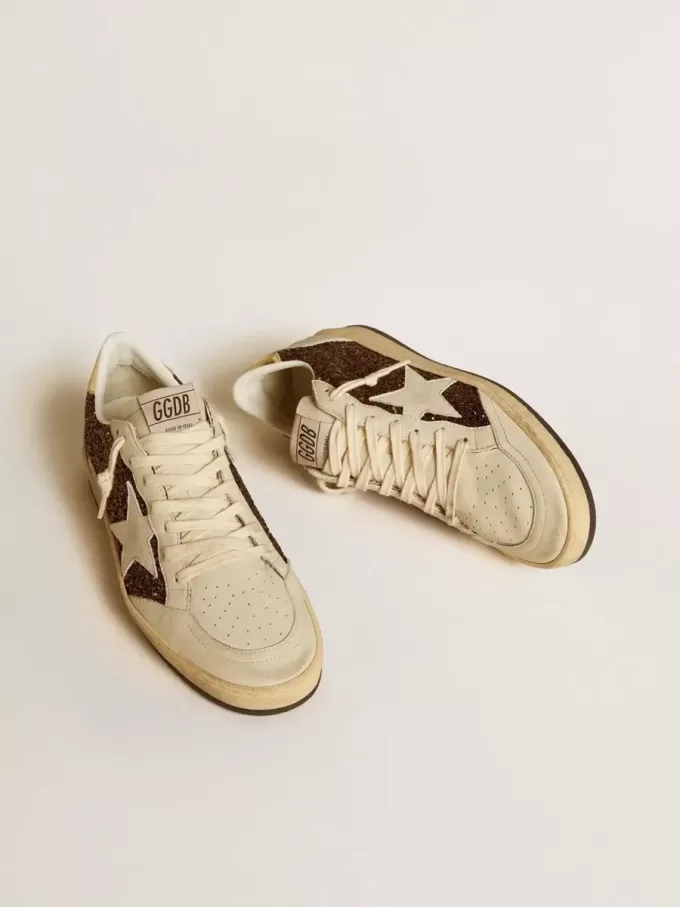 Ball Star da donna in glitter con stella in pelle e linguetta del tallone in pelle metallizzata
