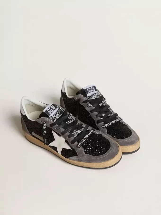 Ball Star da donna in glitter con stella in pelle e linguetta del tallone in pelle metallizzata
