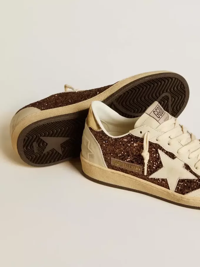 Ball Star da donna in glitter con stella in pelle e linguetta del tallone in pelle metallizzata