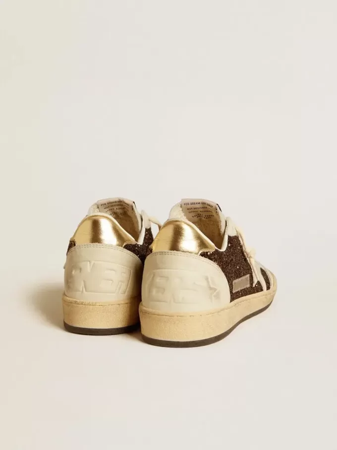 Ball Star da donna in glitter con stella in pelle e linguetta del tallone in pelle metallizzata