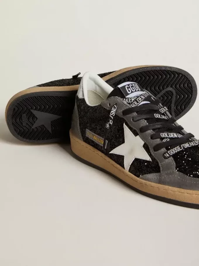 Ball Star da donna in glitter con stella in pelle e linguetta del tallone in pelle metallizzata