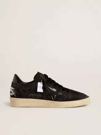 Ball Star da donna in mesh con cristalli Swarovski e stella e tallone in pelle laminata nera