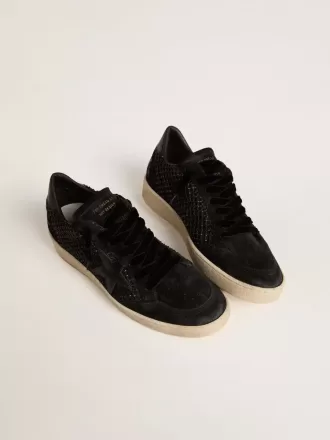 Ball Star da donna in mesh con cristalli Swarovski e stella e tallone in pelle laminata nera