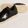 Ball Star da donna in mesh con cristalli Swarovski e stella e tallone in pelle laminata nera Ball Star da donna in mesh con cristalli Swarovski e stella e tallone in pelle laminata nera