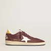 Ball Star da donna in nabuk color cioccolato con stella e linguetta sul tallone in pelle