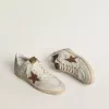Ball Star da donna in nappa bianca e mesh con stella in nabuk color tabacco e linguetta sul tallone beige