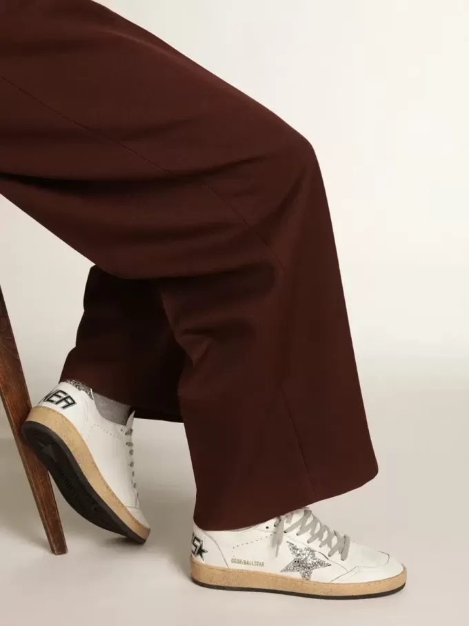 Ball Star da donna in nappa con stella bianca e linguetta glitterata sul tallone Ball Star da donna in nappa con stella bianca e linguetta glitterata sul tallone