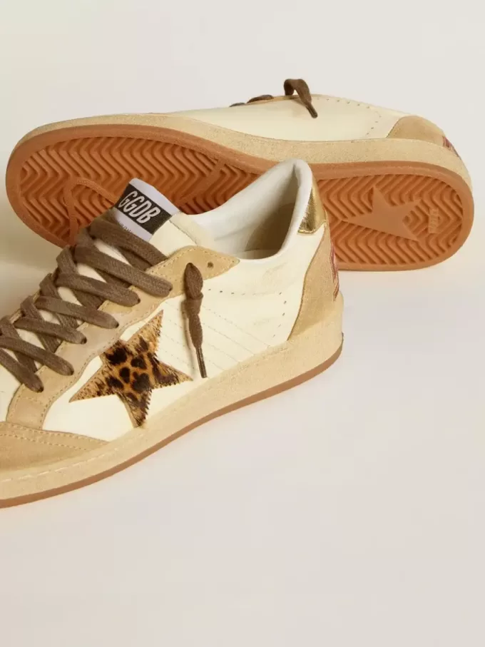 Ball Star da donna in nappa e pelle scamosciata con stella in pelle di cavallino e linguetta metallica sul tallone