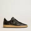 Ball Star da donna in nappa nera con stella glitterata nera e linguetta in camoscio sul tallone