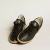 Ball Star da donna in nappa nera con stella glitterata nera e linguetta in camoscio sul tallone