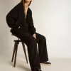 Ball Star da donna in nappa nera con stella glitterata nera e linguetta in camoscio sul tallone