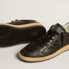 Ball Star da donna in nappa nera con stella glitterata nera e linguetta in camoscio sul tallone