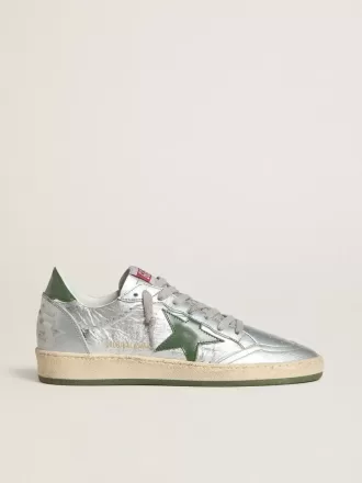 Ball Star da donna in nylon argentato con stella e linguetta sul tallone in pelle verde