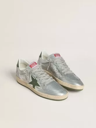 Ball Star da donna in nylon argentato con stella e linguetta sul tallone in pelle verde