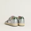 Ball Star da donna in nylon argentato con stella e linguetta sul tallone in pelle verde Ball Star da donna in nylon argentato con stella e linguetta sul tallone in pelle verde
