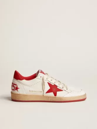 Ball Star da donna in pelle bianca con stella rossa e linguetta sul tallone
