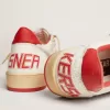 Ball Star da donna in pelle bianca con stella rossa e linguetta sul tallone