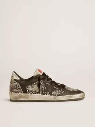 Ball Star da donna in pelle con stampa elefante e stella in pelle nera