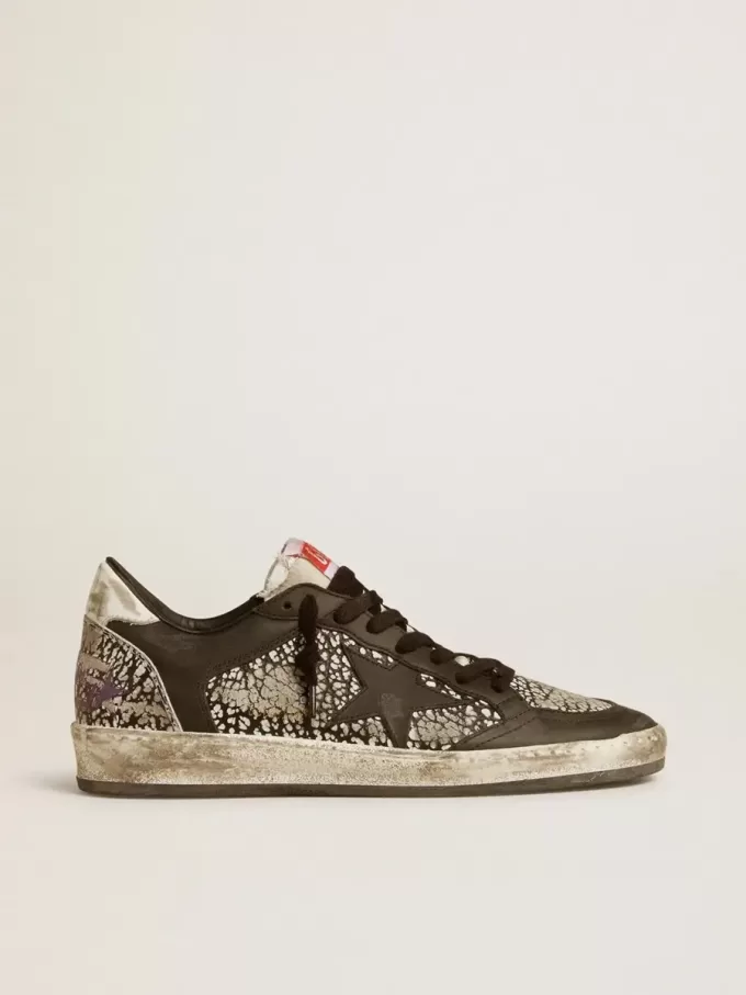 Ball Star da donna in pelle con stampa elefante e stella in pelle nera