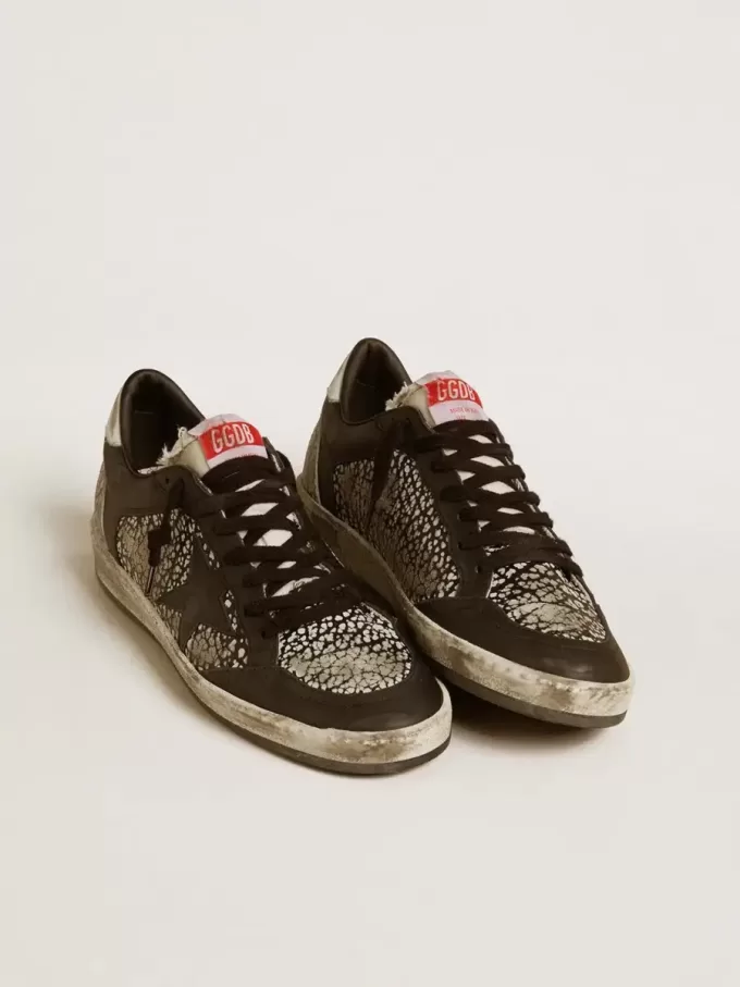 Ball Star da donna in pelle con stampa elefante e stella in pelle nera