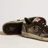 Ball Star da donna in pelle con stampa elefante e stella in pelle nera