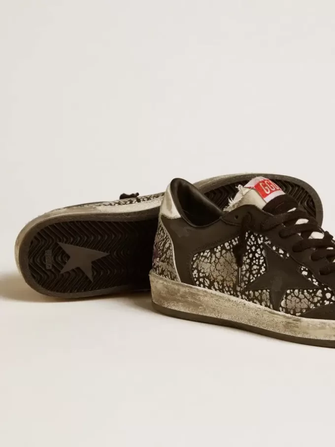 Ball Star da donna in pelle con stampa elefante e stella in pelle nera