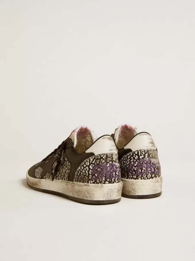 Ball Star da donna in pelle con stampa elefante e stella in pelle nera