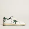 Ball Star da donna in pelle nappa bianca con stella e linguetta sul tallone in pelle verde