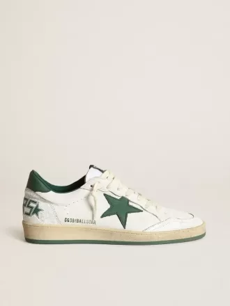 Ball Star da donna in pelle nappa bianca con stella e linguetta sul tallone in pelle verde